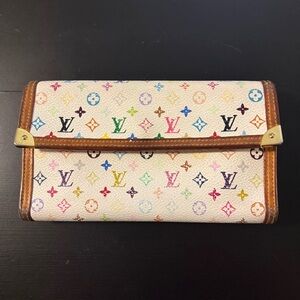 Authentic Louis Vuitton Takashi Murakami Monogram Multicolor Porte Tresor Wallet